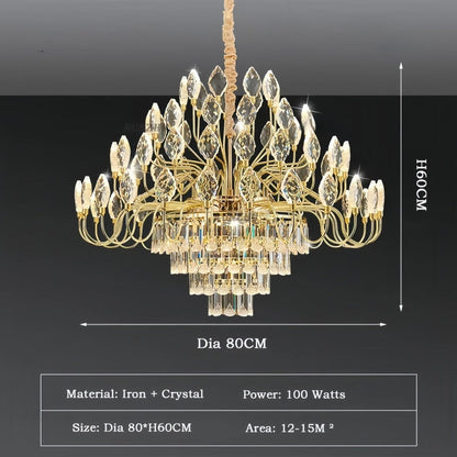 BAMDECOR C3347 Modern Luxury Crystal-leaf Chandelier LED Fashion Creativity Pendant Ceiling Lights(60cm-Gold)