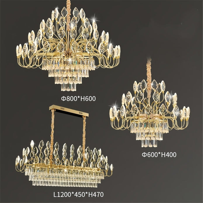 BAMDECOR C3347 Modern Luxury Crystal-leaf Chandelier LED Fashion Creativity Pendant Ceiling Lights(80cm-Gold)