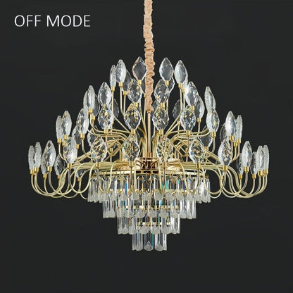 BAMDECOR C3347 Modern Luxury Crystal-leaf Chandelier LED Fashion Creativity Pendant Ceiling Lights(80cm-Gold)