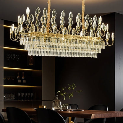 BAMDECOR C3347/OV Modern French Home Decor Luxury Crystal-leaf Chandelier LED Fashion Creativity Pendant Ceiling Lights(120cm-Gold)