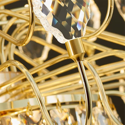 BAMDECOR C3347/OV Modern French Home Decor Luxury Crystal-leaf Chandelier LED Fashion Creativity Pendant Ceiling Lights(100cm-Gold)