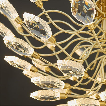 BAMDECOR C3348 Modern Luxury Crystal-leaf Chandelier LED Fashion Creativity Pendant Ceiling Lights(60cm-Gold)