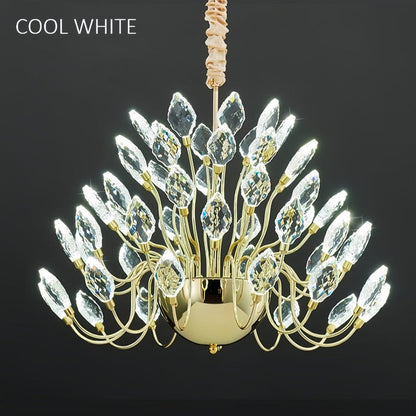 BAMDECOR C3349/1 Modern Luxury Crystal-leaf Chandelier LED Fashion Creativity Pendant Ceiling Lights(80cm-Gold)