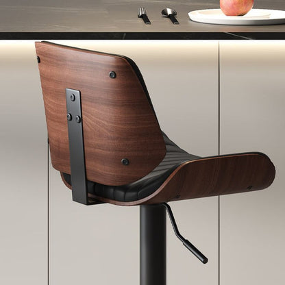 SERENITà European Wooden Modern Bar Stools Bistro Stool with Rotating and Aerodynamic Multi-levelled(Black)