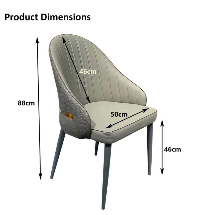 VELLUTO Dining Chairs Set Armchairs Mid Century Modern Kitchen Dining Room Chairs Faux Leather Accent Chairs Metal Vanity Lounge Chair with Back for Living Room Bedrooms  Set of 2 (Brown)