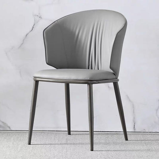 VELLUTO Modern Armless Upholstered Side Chair with Metal Legs for Kitchen & Dining Set of 2 (Grey)