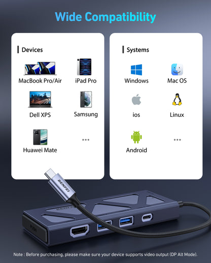 BENFEI 000389GY M.2 NVMe Enclosure with USB-C Hub