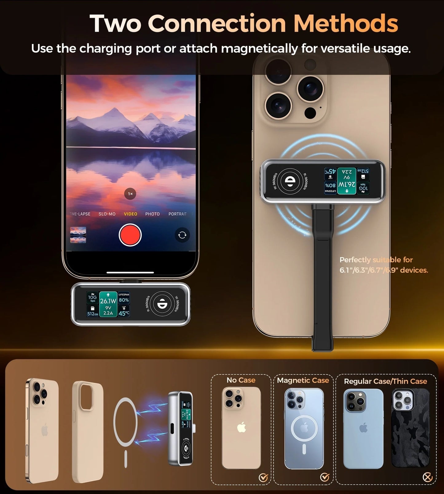 CHOETECH MSE023 Mobile Phone 512GB Portable SSD 10Gbps, Cooling Fan, for Phone Use