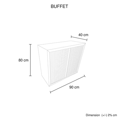 Buffet MDF Brown Colour Two Doors Sideboard Storage Cabinet