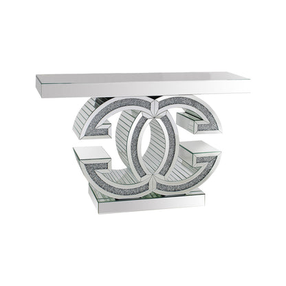 Hall Table MDF & Mirror & Crushed Acrylic Diamonds Silver Colour