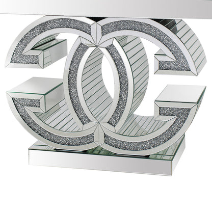 Hall Table MDF & Mirror & Crushed Acrylic Diamonds Silver Colour