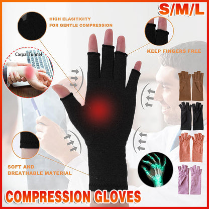 Brace Arthritis Hand Compression Gloves fingerless gloves Pain Relief Brown - M