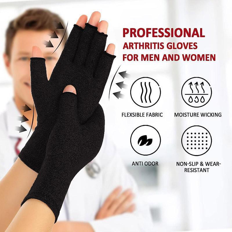 Brace Arthritis Hand Compression Gloves fingerless gloves Pain Relief Brown - M
