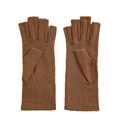 Brace Arthritis Hand Compression Gloves fingerless gloves Pain Relief Brown - M