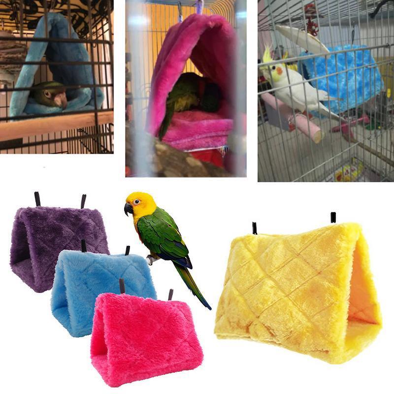 Pet Bird Parrot Parakeet Budgie Warm Hammock Cage Hut Tent Bed Hanging Cave - Yellow