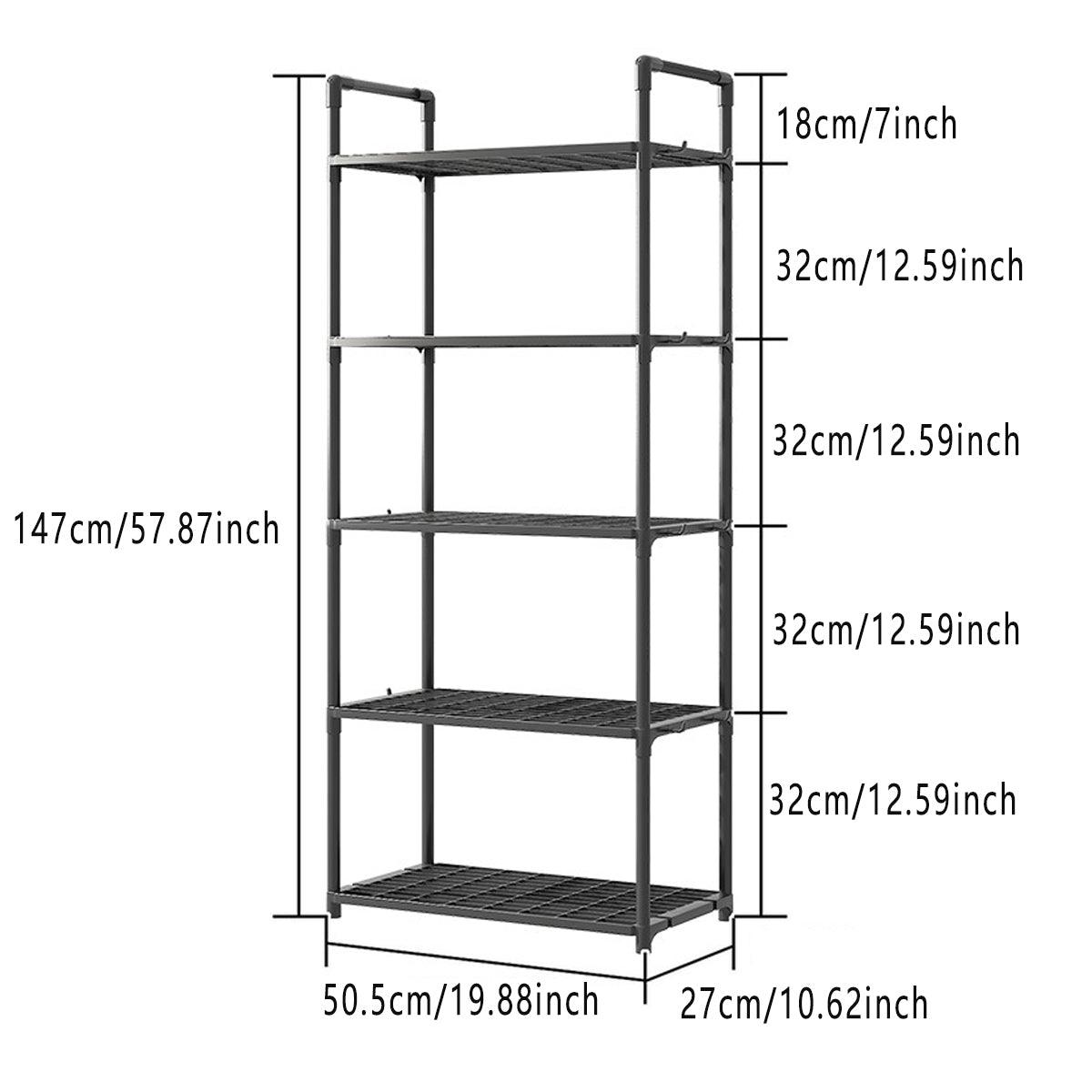 5Tiers Pot Storage Rack Pan Stand Saucepan Holder Cookware Organizer for Kitchen - Black