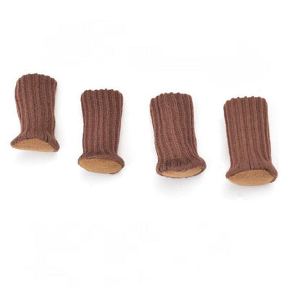 24Pcs Knitted Table Chair Leg Socks Sleeve Floor Protector Furniture Feet Covers - Brown