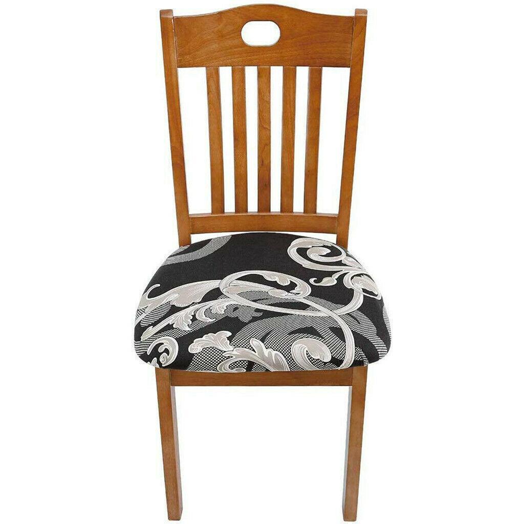Stretch Dining Chair Seat Covers Removable Seat Cushion Slipcovers Protector - F