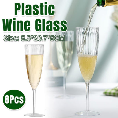 8pcs 180ml Plastic Champagne Glass Tall Wine Glass for Party Wedding Celebration