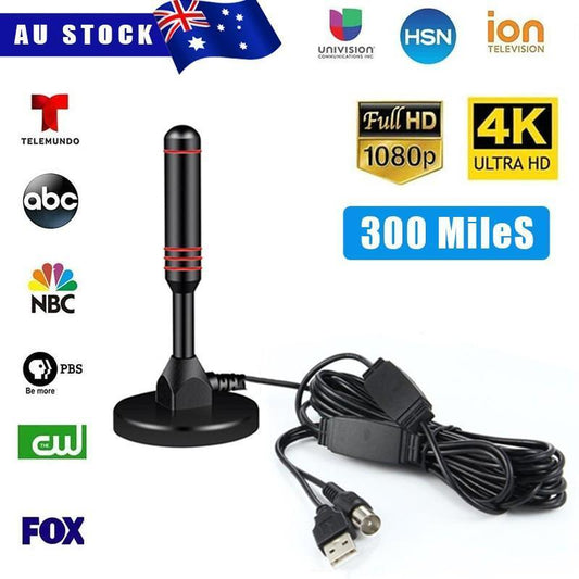 Digital Tv Antenna 300 Mile Indoor Outdoor Hd Tv Aerial Amplifier Signal Booster