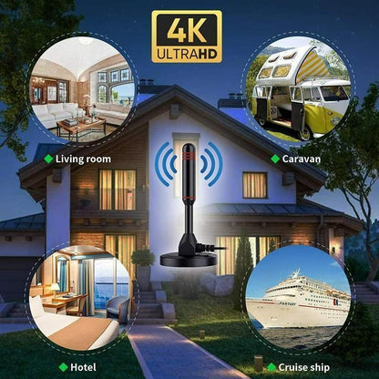 Digital Tv Antenna 300 Mile Indoor Outdoor Hd Tv Aerial Amplifier Signal Booster