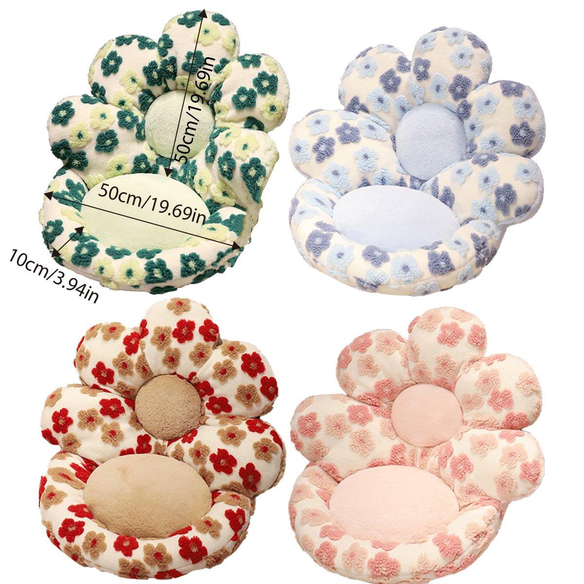 Cute Soft Seat Cushion Flower Shaped Lazy Sofa Pad for Office Chairs and Home Use - Green