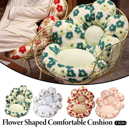Cute Soft Seat Cushion Flower Shaped Lazy Sofa Pad for Office Chairs and Home Use - Red
