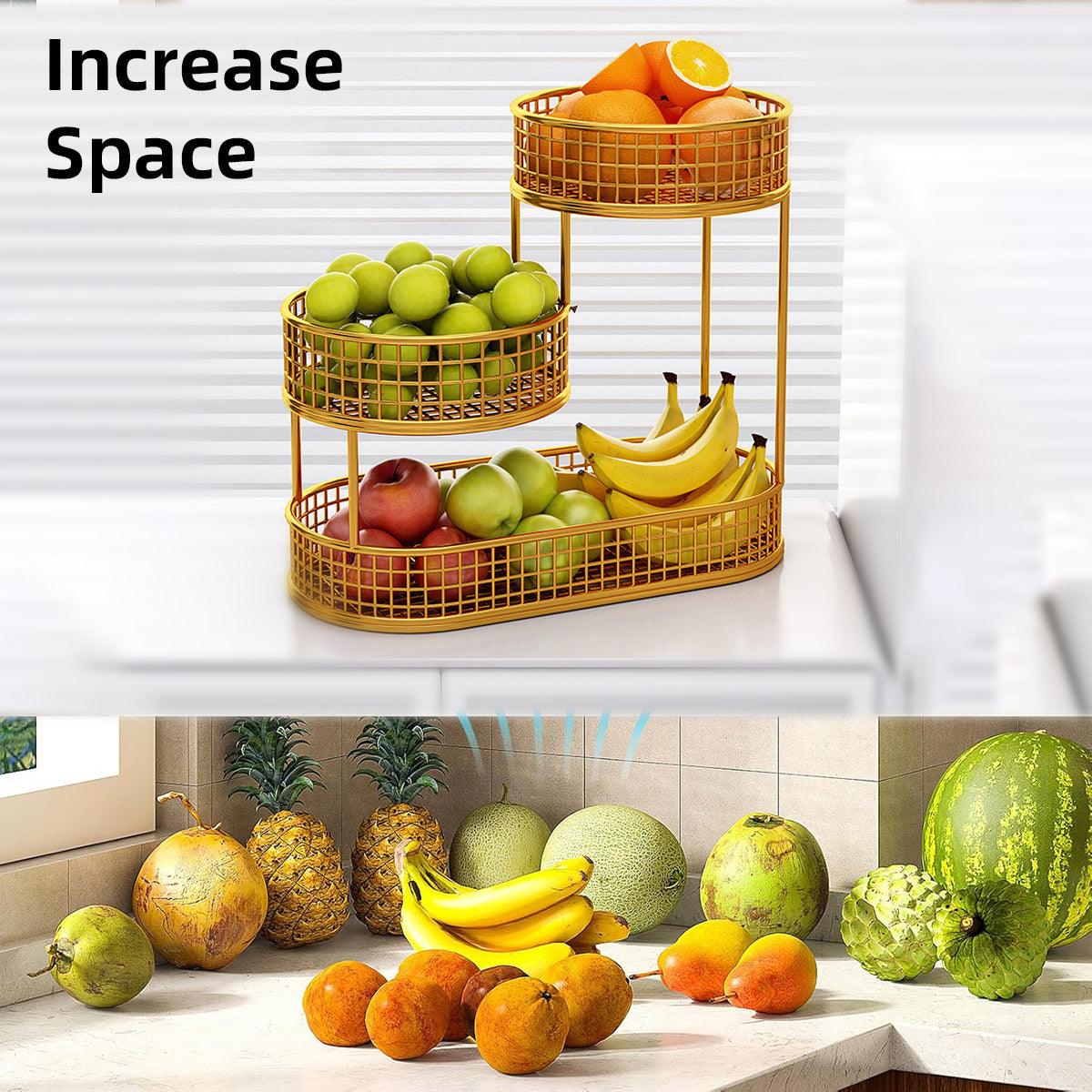 Luxury Multi-Layer Fruit Basket Snack Storage Rack Living Room Coffee Table - Gold