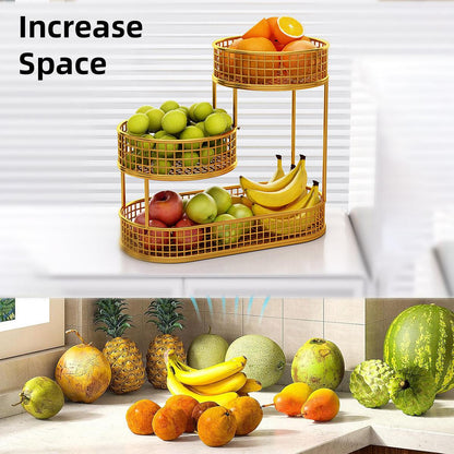 Luxury Multi-Layer Fruit Basket Snack Storage Rack Living Room Coffee Table - Gold