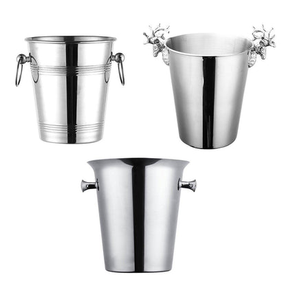 5L Stainless Steel Ice Bucket Champagne Wine Bucket Hotel Bar Ice Container - Circular Ring
