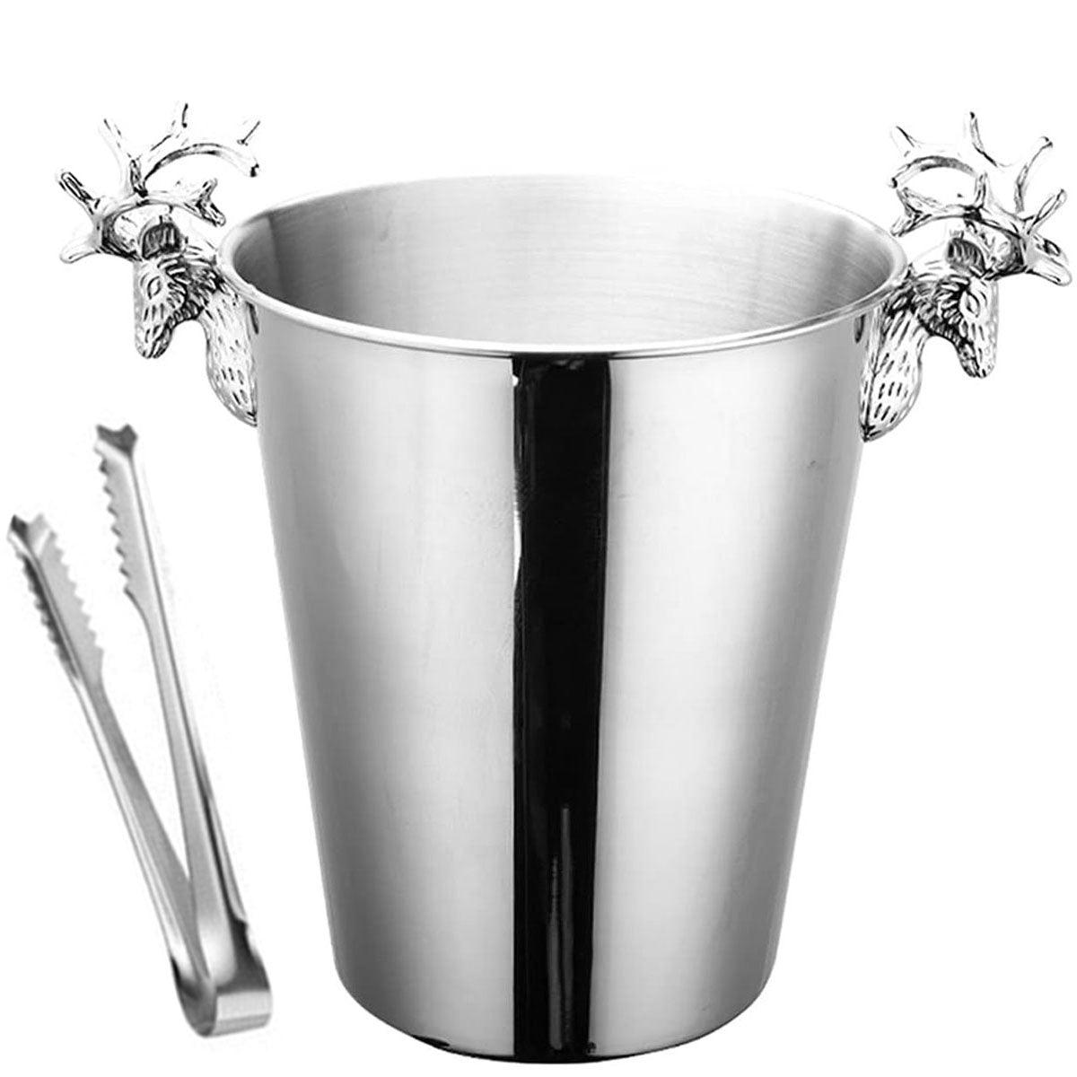 5L Stainless Steel Ice Bucket Champagne Wine Bucket Hotel Bar Ice Container - Circular Ring