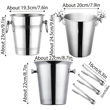5L Stainless Steel Ice Bucket Champagne Wine Bucket Hotel Bar Ice Container - Moose