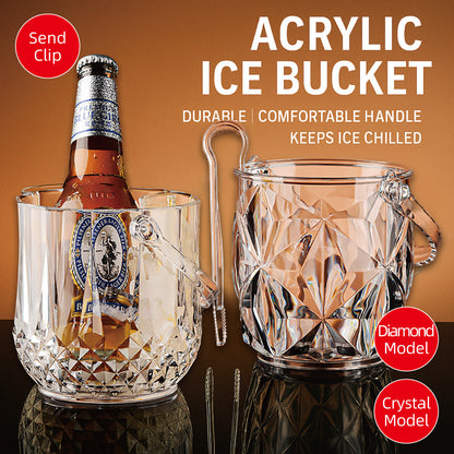 Acrylic Ice Bucket Transparent Champagne Cooler Home Bar Wine Chiller Bucket - Crystal