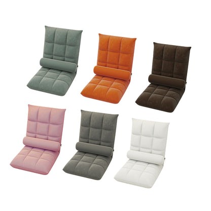 Floor Lounge Sofa Bed Chair with Lumbar Pillow Folding Adjustable Cushion - Orange