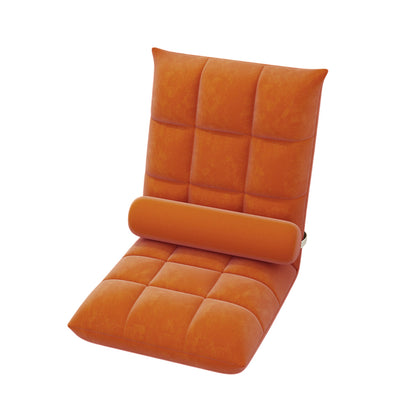 Floor Lounge Sofa Bed Chair with Lumbar Pillow Folding Adjustable Cushion - Orange