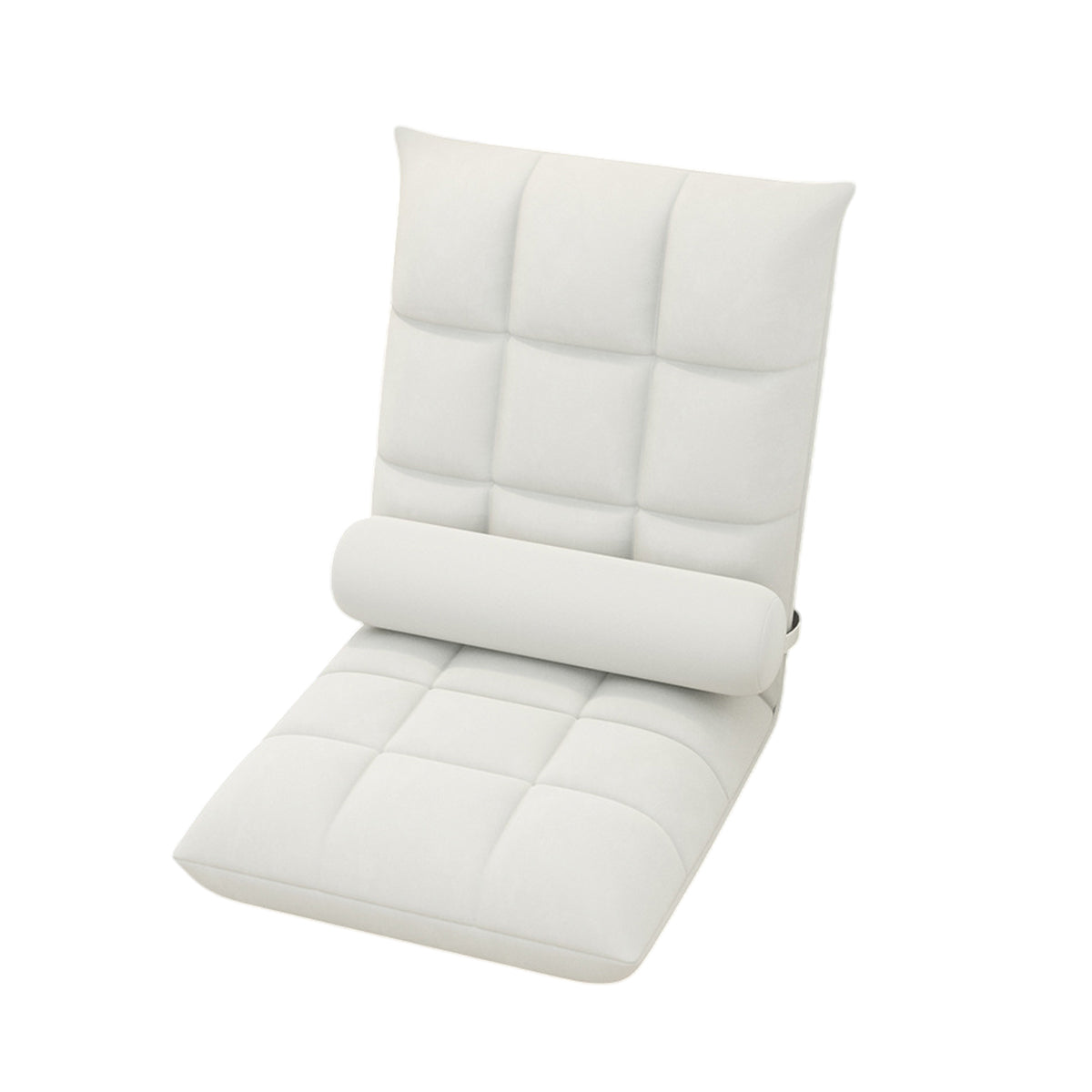 Floor Lounge Sofa Bed Chair with Lumbar Pillow Folding Adjustable Cushion - White