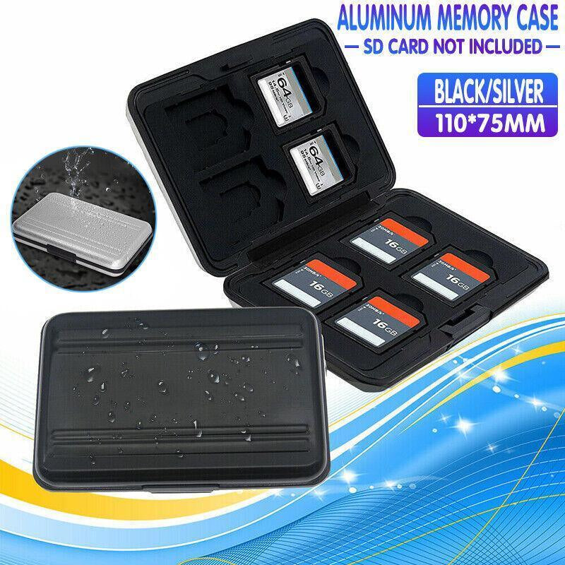 Waterproof Memory Card Case Holder for SD MicroSD SDHC TF Cards Black Silver - Silver
