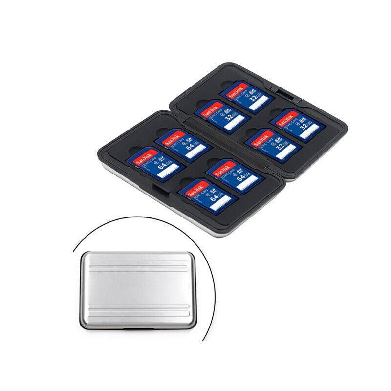 Waterproof Memory Card Case Holder for SD MicroSD SDHC TF Cards Black Silver - Silver