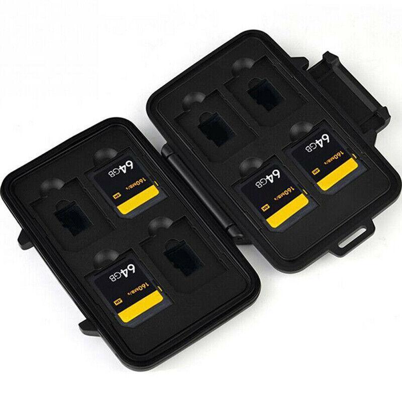 Waterproof Memory Card Case Holder for SD MicroSD SDHC TF Cards Black Silver - Silver