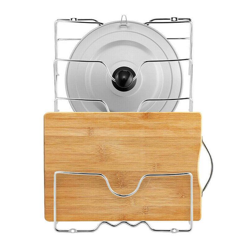 Pan Lid Holder Storage Rack Wall Mount Pot Cover Organizer Kitchen Accessories