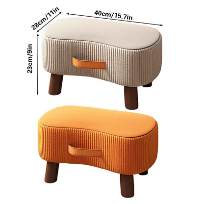 Small Stool for Home Simple Shoe Changing Low Seat Stool Wooden Household Use - Beige