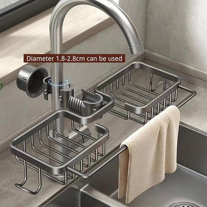 Multifunctional Faucet Shelf Kitchen Storage Sink Draining Basket Household Rack - Grey