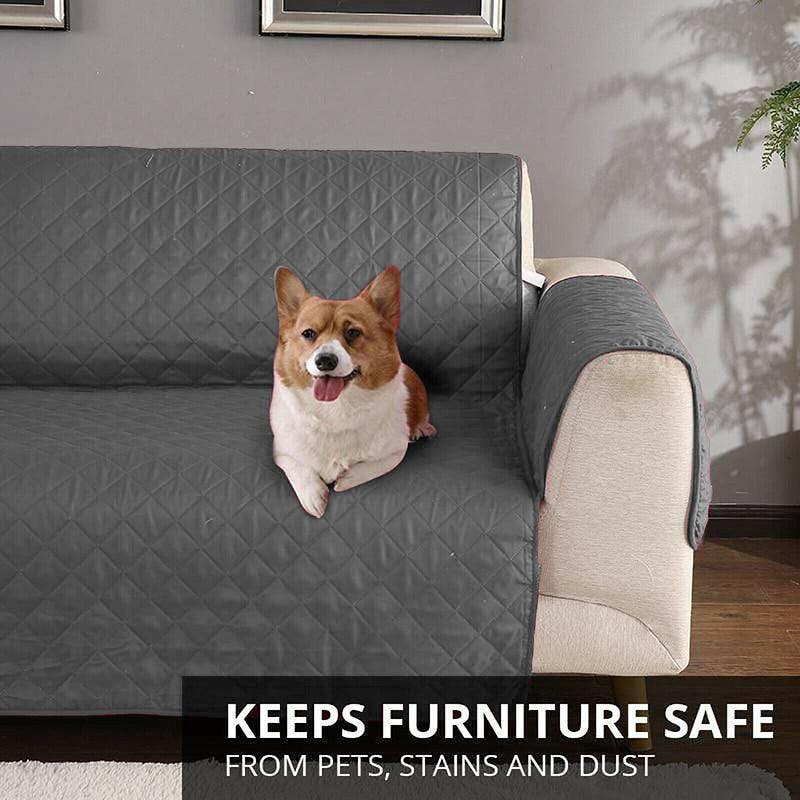 130X195cm Seater Pet Sofa Protector Cover Quilted Couch Covers Lounge Slipcover - Black