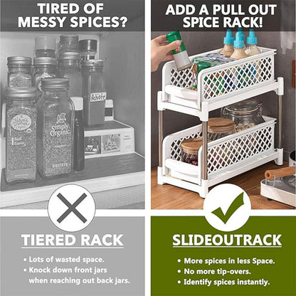 Bathroom Kitchen Sink Storage Rack Drawer Plastic Shelf Seasoning Holder - Grey