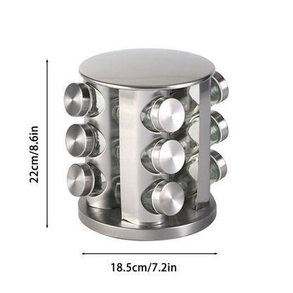 Stainless Steel Rotating Spice Rack Organizer Kitchen Seasoning Jar Holder Use
