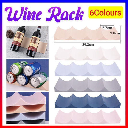 Fridge Organiser Wine Beer Stacking Bottle Rack Kitchen Space Saving Can Holder - Pink