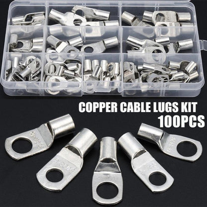 240Pcs 4WD Cable Lug Ring Battery Copper Tube Connector Kits Terminal Crimper - 240X SC4-SC25 Cable Lug Kits+Heat Shrink Tube