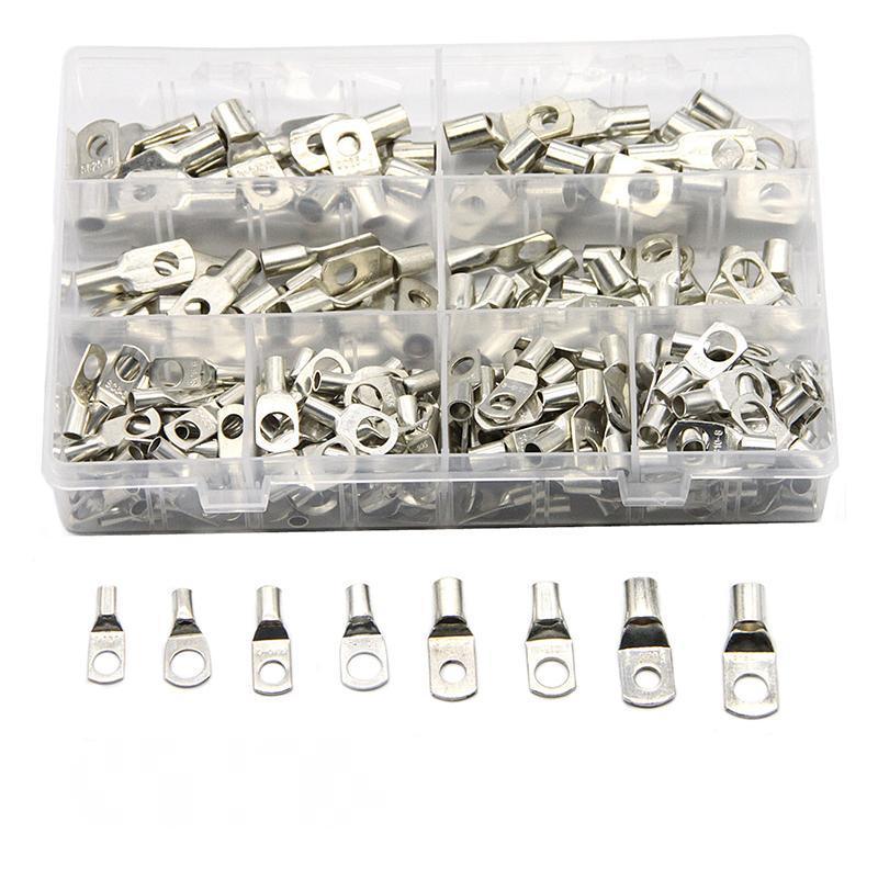 240Pcs 4WD Cable Lug Ring Battery Copper Tube Connector Kits Terminal Crimper - 240X SC4-SC25 Cable Lug Kits+Heat Shrink Tube