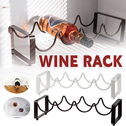 Iron Wine Rack Bottle Holder Metal Display Stand Tabletop Decorative Storage - White