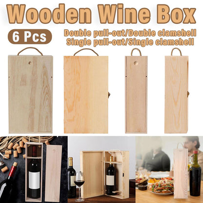 6pcs Red Wine Wooden Gift Box Packaging Storage Box for Wine Bottle Gifts - Double clamshell